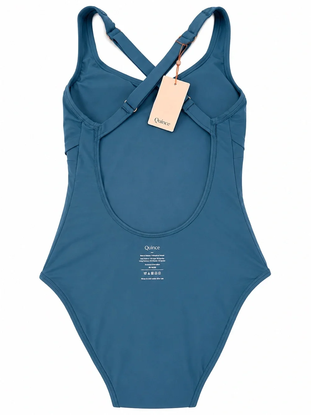 Quince Cross Back One Piece Swimsuit Lagoon Teal Blue Medium NWT